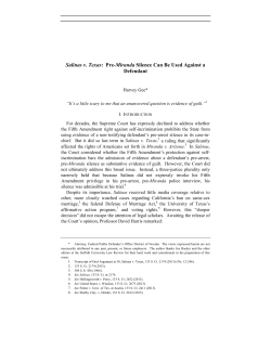 Salinas v. Texas: Pre-Miranda Silence Can Be Used Against a