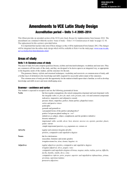 Amendments to VCE Latin Study Design