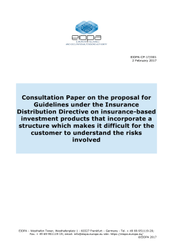 Consultation Paper on the proposal for - eiopa
