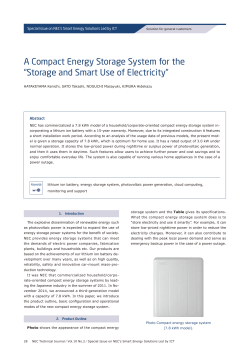 A Compact Energy Storage System for the &ldquo;Storage and Smart Use