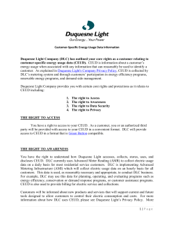Duquesne Light Company (DLC) has outlined your core rights as a