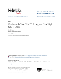 Not Second-Class: Title IX, Equity, and Girls` High School Sports