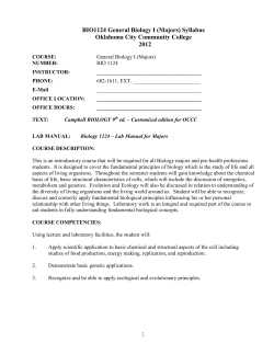 BIO1124 General Biology I (Majors) Syllabus