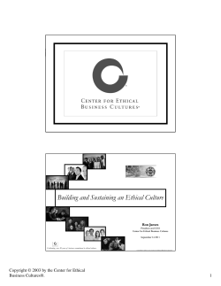 Building and Sustaining an Ethical Culture