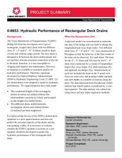 0-6653, Hydraulic Performance of Rectangular Deck Drains