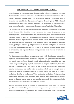 DISCUSSION 5: ELECTRICITY - END OF THE MARKET Reflecting