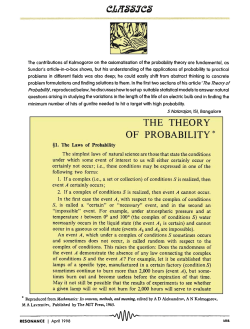 THE THEORY OF PROBABILITY * --------~--------