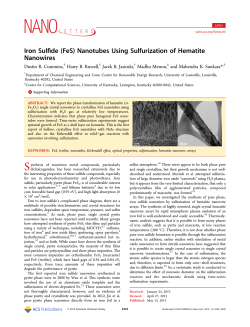 (FeS) Nanotubes Using Sulfurization of Hematite Nanowires