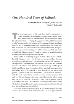 One Hundred Years of Solitude