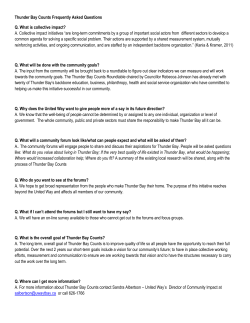 Thunder Bay Counts Frequently Asked Questions Q. What is