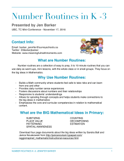 Number Routines K - 3 - Teacher Education Office