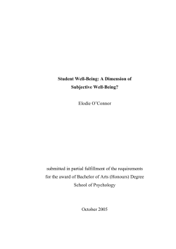 Student Well-Being: A Dimension of Subjective Well