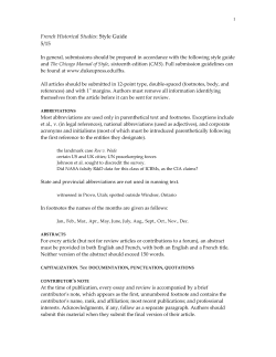 French Historical Studies: Style Guide