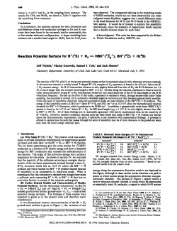 Reaction Potential Surface for B+(`S) + H2 * HBH+(`Z,+), BH+(2Z) +