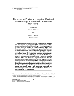 The impact of positive and negative affect and