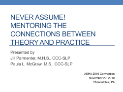 Never Assume! Mentoring The Connections Between