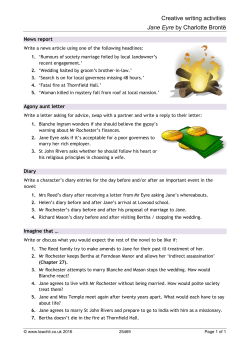 Creative writing activities Jane Eyre by Charlotte Bront&euml;
