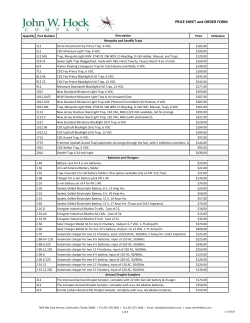 PRICE SHEET and ORDER FORM