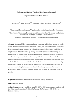 Do Gender and Business Trainings Affect Business Outcomes?