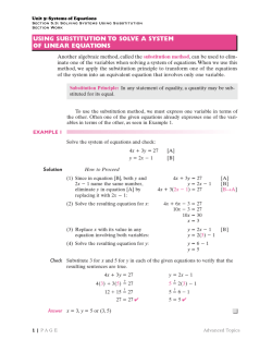Unit 5: Systems of Equations Section 5.3: Solving Systems Using