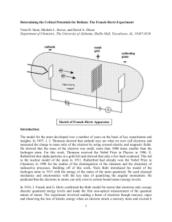 1 Determining the Critical Potentials for Helium: The Franck