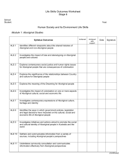 Life Skills Outcomes Worksheet - Human Society