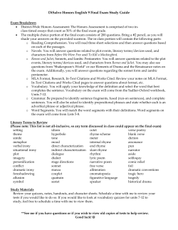 DiSalvo Honors English 9 Final Exam Study Guide