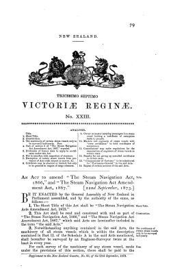 37 Victoriae 1873 No 23 Steam Navigation Acts Amendment