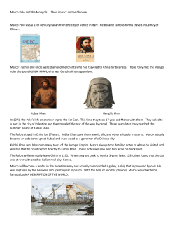 Marco Polo and the Mongols&hellip;. Their impact on the Chinese Marco