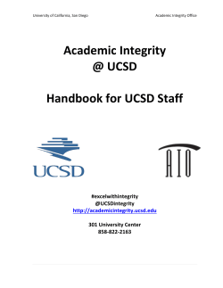 Academic Integrity @ UCSD Handbook for UCSD Staff