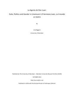 La Agon&iacute;a de Don Juan: Exile, Politics and Gender in Unamuno`s El