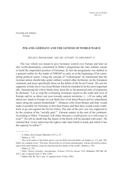 POLAND, GERMANY AND THE GENESIS OF WORLD WAR II the