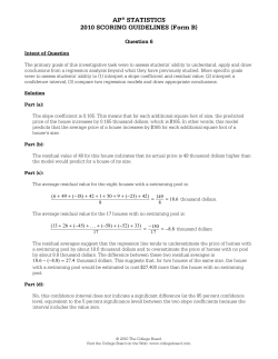 AP&reg; STATISTICS 2010 SCORING GUIDELINES (Form B)
