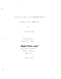 The LIfe of Nasir ud DIn Muhammad Humayun An Honors Thesis