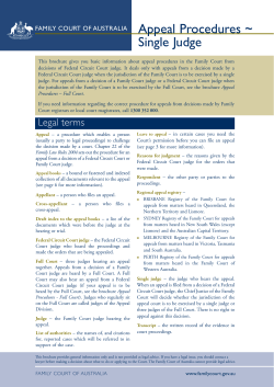 Appeal Procedures - Single Judge