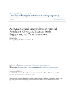 Checks and Balances, Public Engagement, and Other Innovations