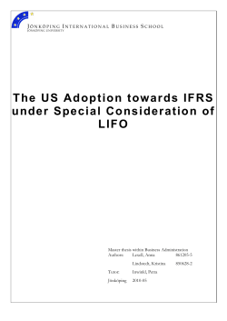 The US Adoption towards IFRS under Special Consideration of LIFO