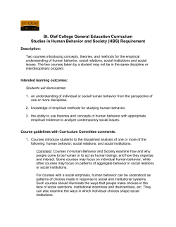 St. Olaf College General Education Curriculum Studies in Human