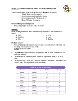 Section 3.2: Names and Formulae of Ionic and Molecular