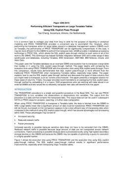 Performing Efficient Transposes on Large Teradata