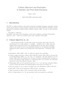 Caland Adjectives and Participles in Sanskrit and Proto