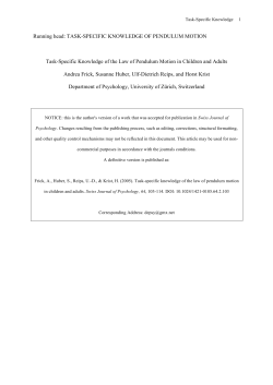 TASK-SPECIFIC KNOWLEDGE OF PENDULUM MOTION