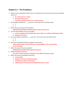 Chapter 6.1 &ndash; The Presidency