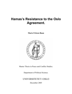 Hamas`s Resistance to the Oslo Agreement.