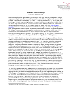 A Reflection on the Encampments Imagine you are homeless, with