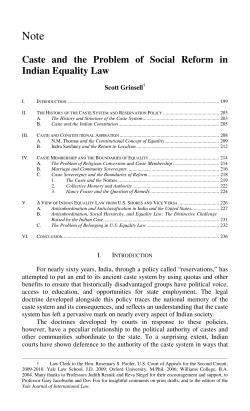 Caste and the Problem of Social Reform in Indian
