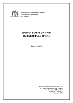 energysafety division business plan 2013/14
