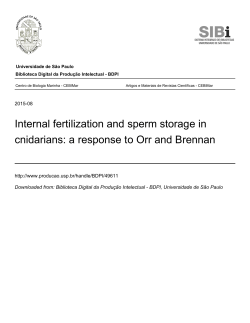 Internal fertilization and sperm storage in cnidarians: a