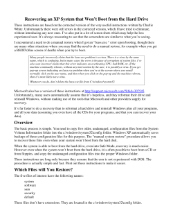 Recovering An XP System That Won`t Boot From