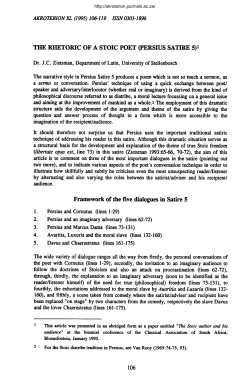 TIlE RHETORIC OF A STOIC POET (PERSIUS SATIRE 5)1